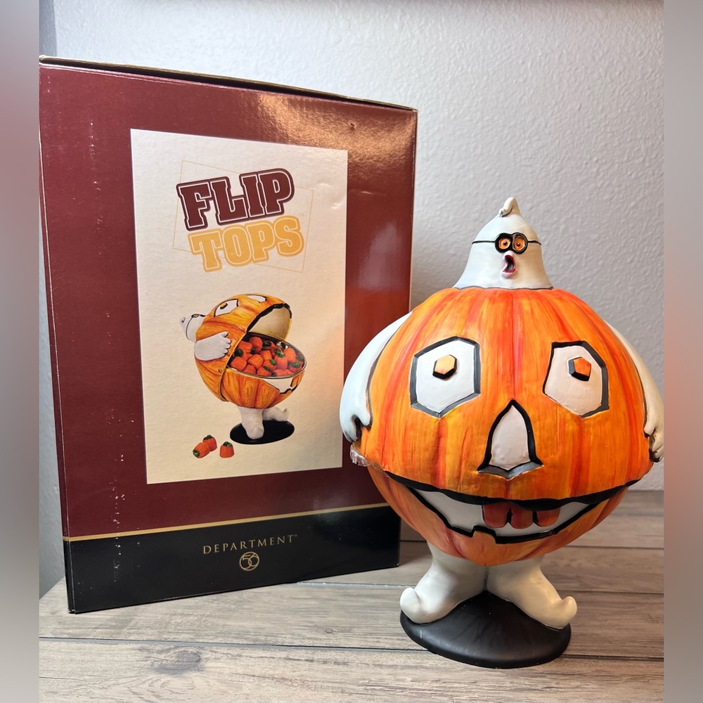 Department 56 Flip Top Ghost in Pumpkin Costume Candy Dish NEW‎ 2002 W/Box